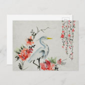 美しいアジアのツルの鳥 ポストカード (正面/裏面)