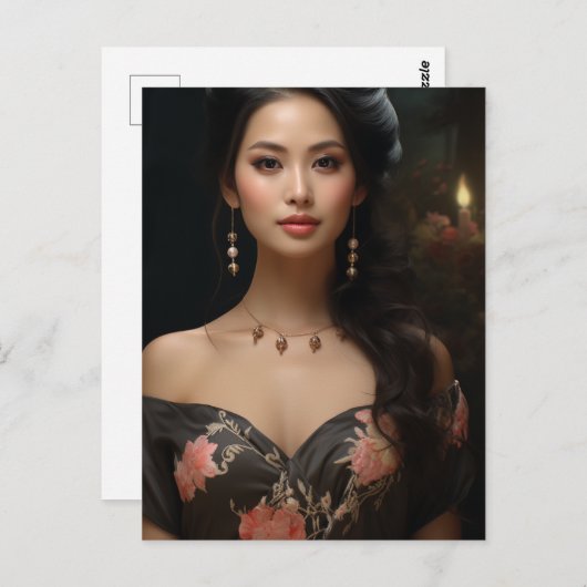 美しいアジア人女性 ポストカード (正面/裏面)