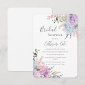 美しいアジサイの花のブライダルシャワー 招待状 (正面/裏面)