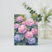 美しいアジサイの花|フローラル水彩画 ポストカード (スタンド正面)