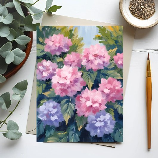 美しいアジサイの花|フローラル水彩画 ポストカード