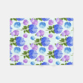 美しいアジサイ フリースブランケット (正面(横))