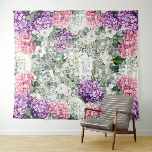 美しいアジサイ&ユーカリの写真の背景 タペストリー (インサイチュ(横))