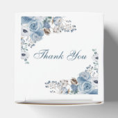 美しいアッシュブルーの花柄ベビーシャワー フェイバーボックス (上部)