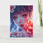 美しいアニメの女の子 | 姪っ子の誕生日おめでとう カード (正面)