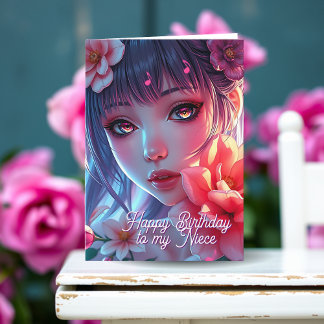 美しいアニメの女の子 | 姪っ子の誕生日おめでとう カード