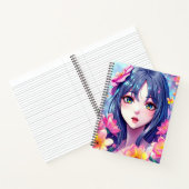 美しいアニメの少女と花 ノートブック (内部)