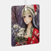美しいアニメクリスマスガール メタルオーナメント (正面右)