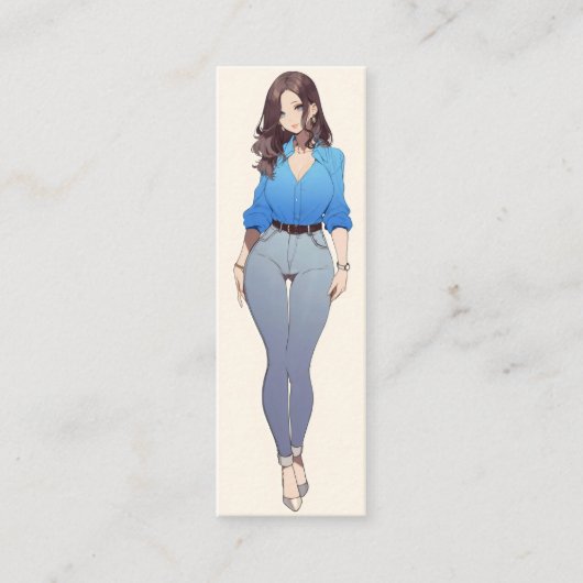美しいアニメ女性 スキニー名刺 (正面)