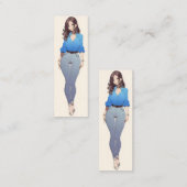 美しいアニメ女性 スキニー名刺 (正面/裏面)