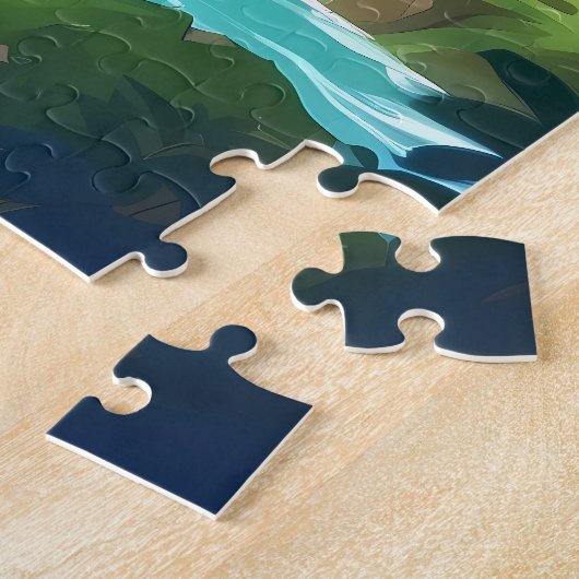 美しいアニメ神秘的な滝 ジグソーパズル (側面)