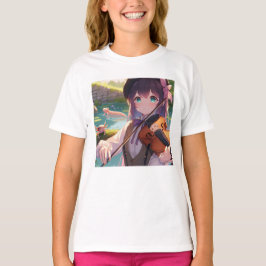 美しいアニメ遊の女の子のバイオリン Tシャツ