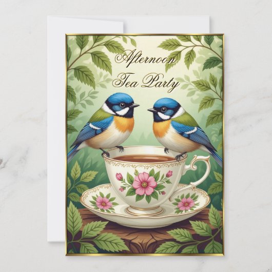 美しいアフタヌーンティーカラフルパーティー 招待状 (正面)