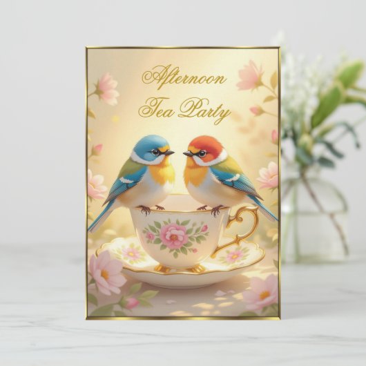 美しいアフタヌーンティーカラフルパーティー 招待状 (スタンド正面)
