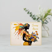 美しいアフリエレガントカ女性の民族的外観 箔シーズンポストカード (立ち正面)