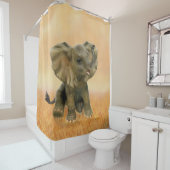 美しいアフリカのベビー象 シャワーカーテン (インサイチュ)