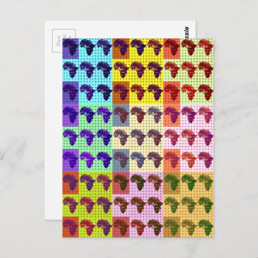 美しいアフリカの地図パッ市松模様にパアート民族 ポストカード (正面/裏面)