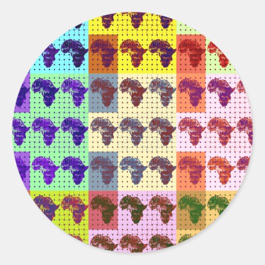 美しいアフリカの地図パッ市松模様にパアート民族 ラウンドシール (正面)