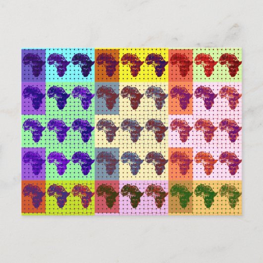 美しいアフリカの地図 チェッカーパターンアート エスニック ポストカード (正面)