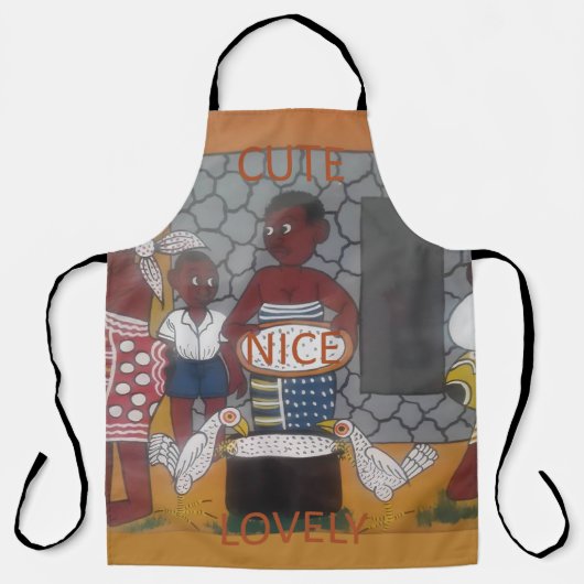美しいアフリカの家族の伝統的色 エプロン (正面)
