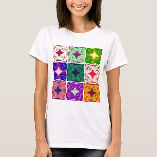 美しいアフリカの市松模様アートプリント Tシャツ (正面)
