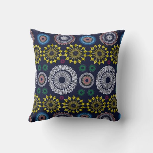 美しいアフリカの幾何学民族パターン(の模様が)ある クッション (裏面)