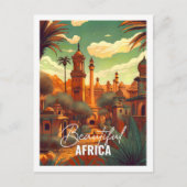 美しいアフリカの有名な旅行の場所ヴィンテージ ポストカード (正面)