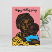 美しいアフリカの母と子供の木版画 シーズンカード (スタンド正面)