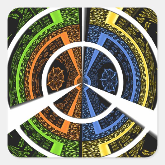 美しいアフリカカラフル円形イラスト スクエアシール (正面)