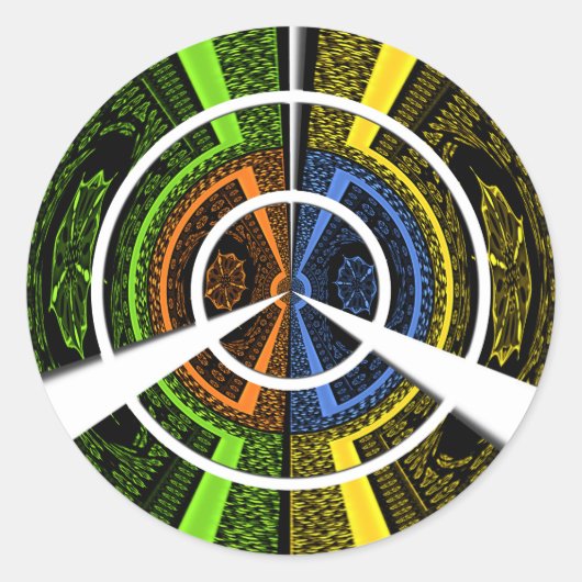 美しいアフリカカラフル円形イラスト ラウンドシール (正面)