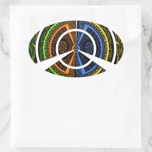 美しいアフリカカラフル円形イラスト 楕円形シール (バッグ)