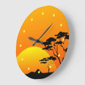 美しいアフリカサファリブライトオレンジサンセット ラージ壁時計 (傾斜)