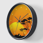 美しいアフリカサファリブライトオレンジサンセット 壁時計 (傾斜)