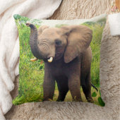 美しいアフリカゾウと熱帯植物 クッション (ブランケット)