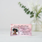 美しいアフリカ人女性ピンクの名刺 名刺 (スタンド正面)