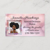 美しいアフリカ人女性ピンクの名刺 名刺 (正面)