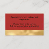 美しいアフリカ人女性金ゴールドの外観 名刺 (裏面)