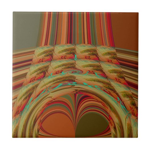 美しいアフリカ伝統的ゴールデンブラウンのモチーフ タイル (正面)