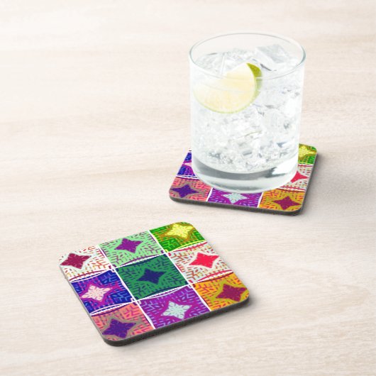 美しいアフリカ市松模様にアートプリント コースター (右側)