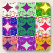 美しいアフリカ市松模様にアートプリント コースター (正面)