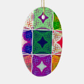 美しいアフリカ市松模様にアートプリント セラミックオーナメント (右)
