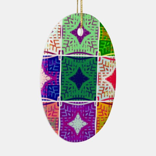 美しいアフリカ市松模様にアートプリント セラミックオーナメント (右)