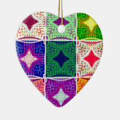 美しいアフリカ市松模様にアートプリント セラミックオーナメント (右)