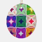 美しいアフリカ市松模様にアートプリント セラミックオーナメント (左)