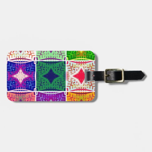 美しいアフリカ市松模様にアートプリント ラゲッジタグ (正面横)