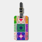 美しいアフリカ市松模様にアートプリント ラゲッジタグ (正面縦)
