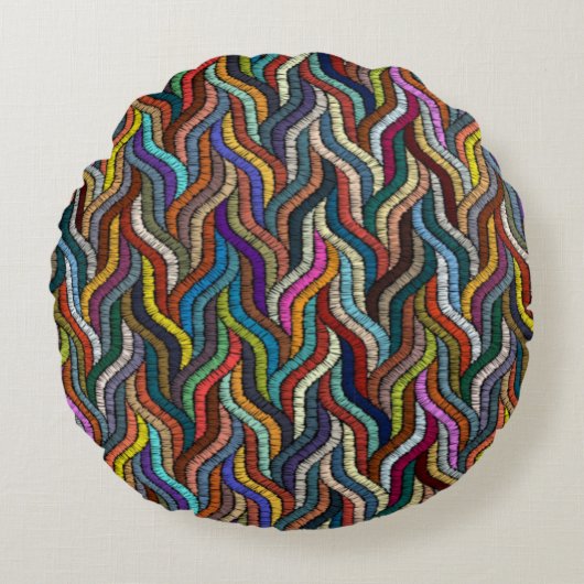 美しいアフリカ民族編み丸い枕 ラウンドクッション (正面)