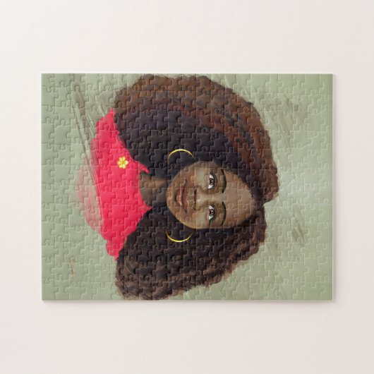 美しいアフリカ系アメリカ人の女の子のアートワークのパズル ジグソーパズル (横)