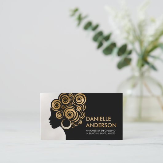 美しいアフリカ系アメリカ人の女性シルエット 名刺 (スタンド正面)