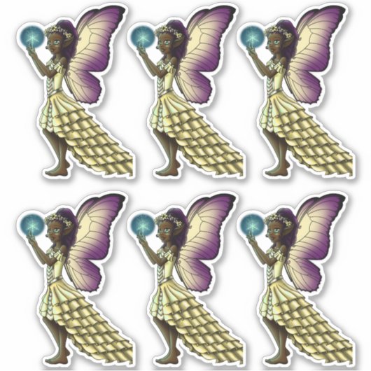 美しいアフリカ系アメリカ人の妖精 シール (正面)
